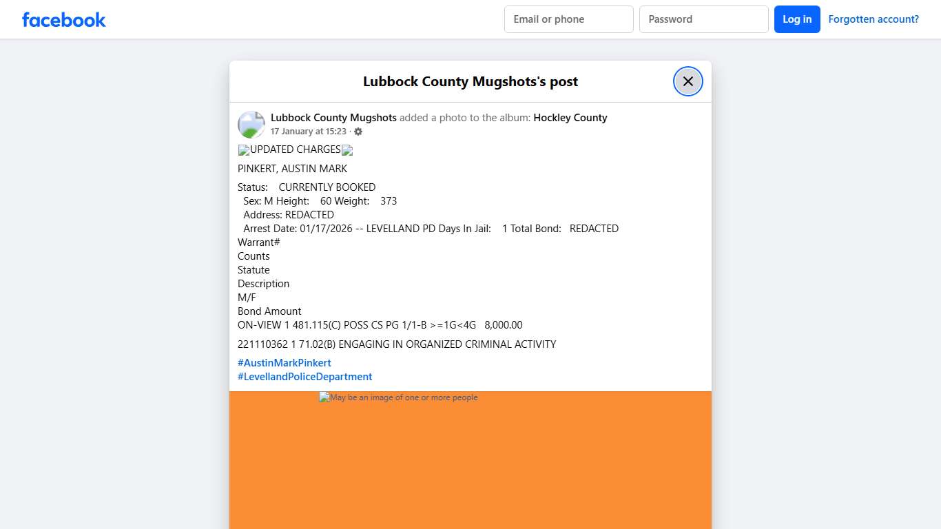 ‼️UPDATED CHARGES‼️ PINKERT,... - Lubbock County Mugshots Facebook