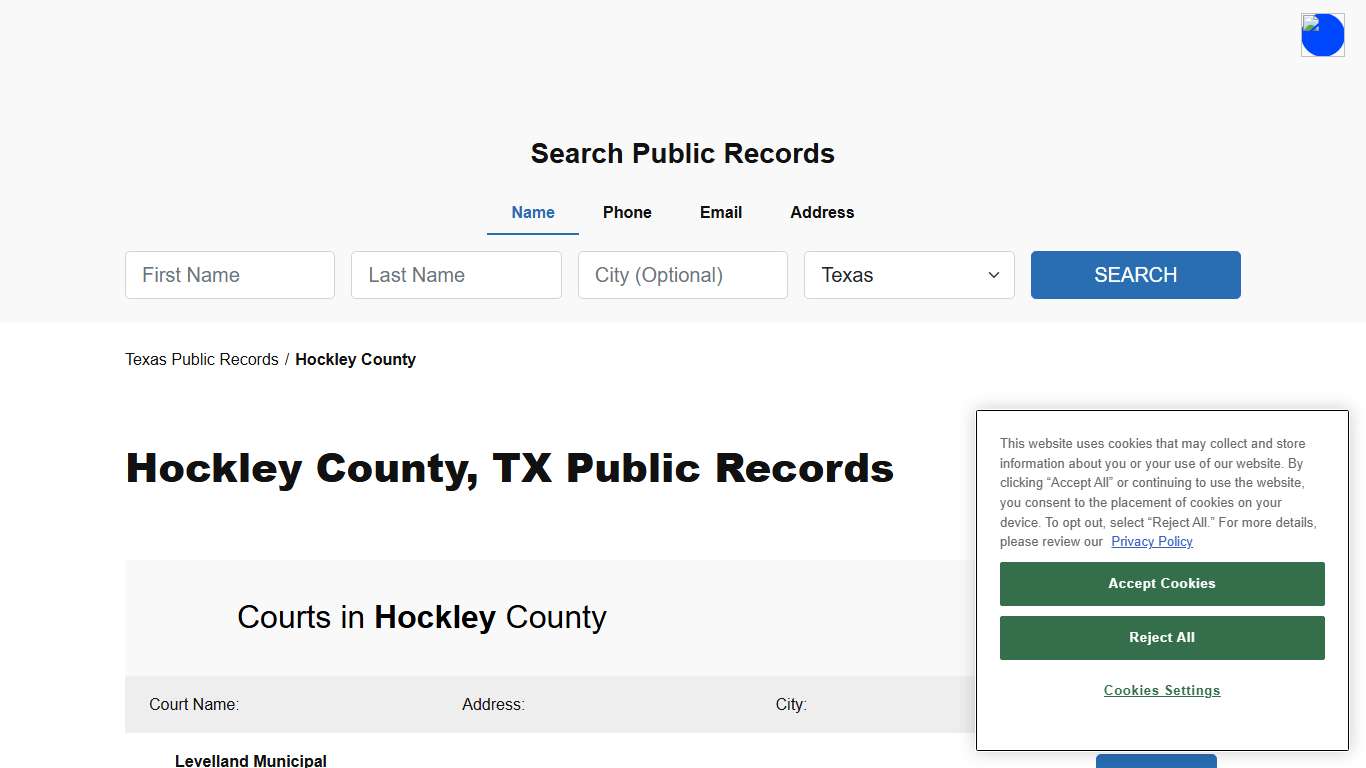 Hockley County, TX Public Court, Arrest and Inmate Records - ThePublicIndex